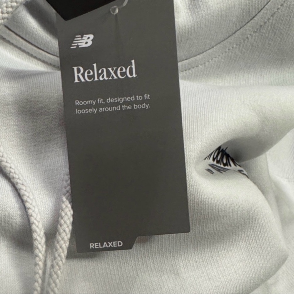 New Balance Light Gray Hoodie with Vertical Sleeve Logo - Picture 4 of 4